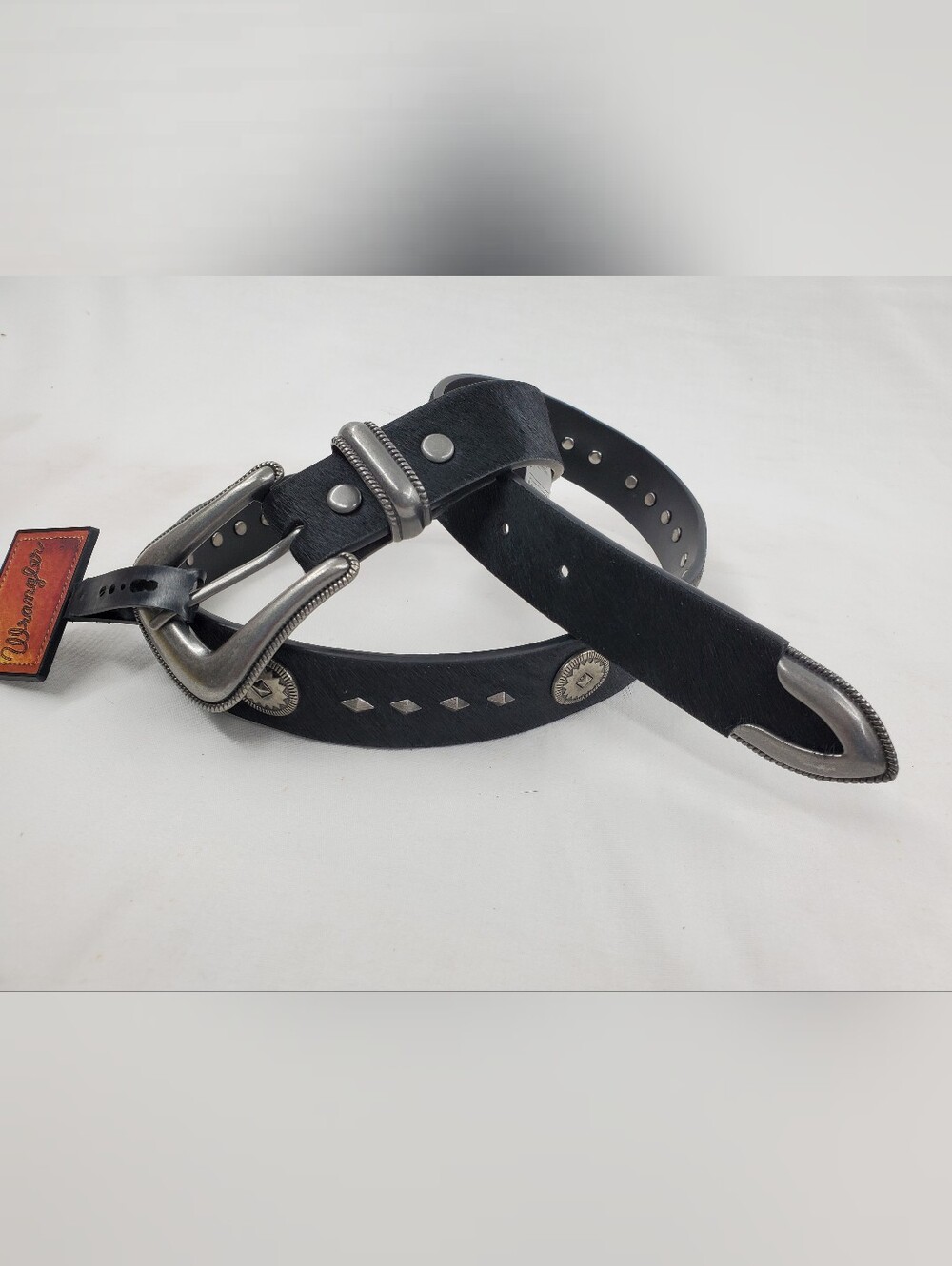 Wrangler Women's Black Leather Western Belt with Silver Hardware